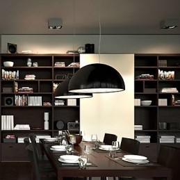 Lampada a sospensione mini a ciotola moderna e contemporanea in metallo nero
