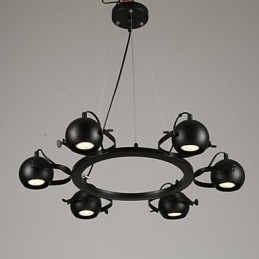 Lampadario a sospensione vintage in ferro industriale nero
