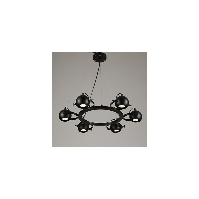 Lampadario a sospensione vintage in ferro industriale nero
