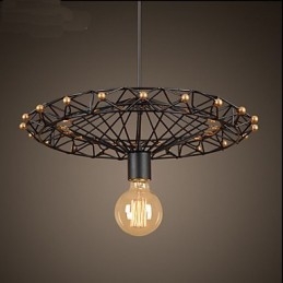 Lampadario a sospensione industriale country americano in ferro nero