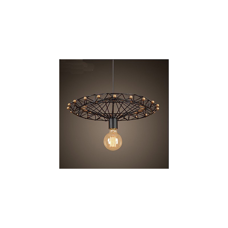 Lampadario a sospensione industriale country americano in ferro nero