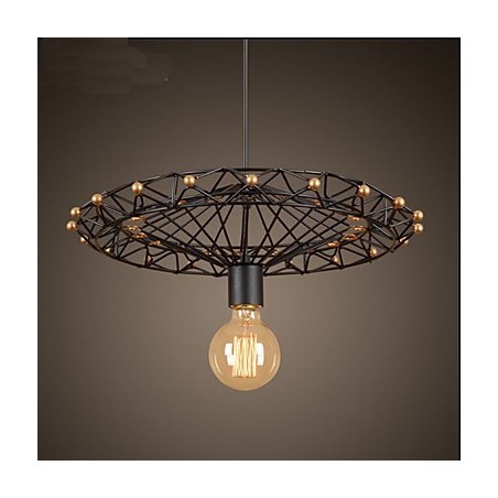 Lampadario a sospensione industriale country americano in ferro nero