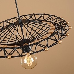 Lampadario a sospensione industriale country americano in ferro nero