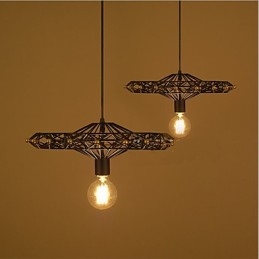 Lampadario a sospensione industriale country americano in ferro nero