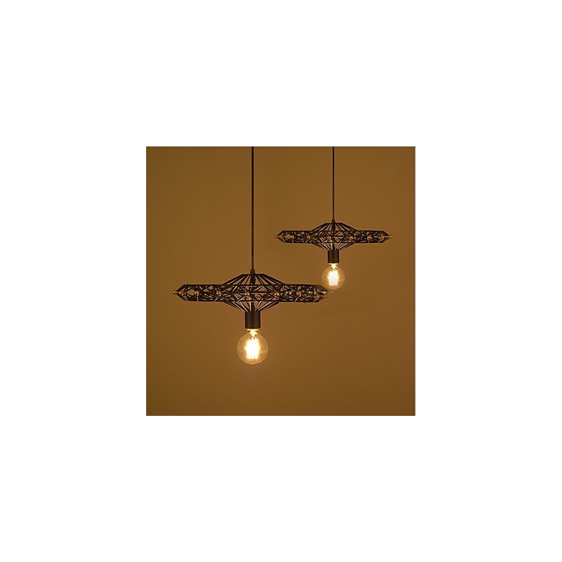 Lampadario a sospensione industriale country americano in ferro nero