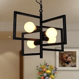 Lampada a sospensione country vintage in metallo nera 5 luci E26/E27
