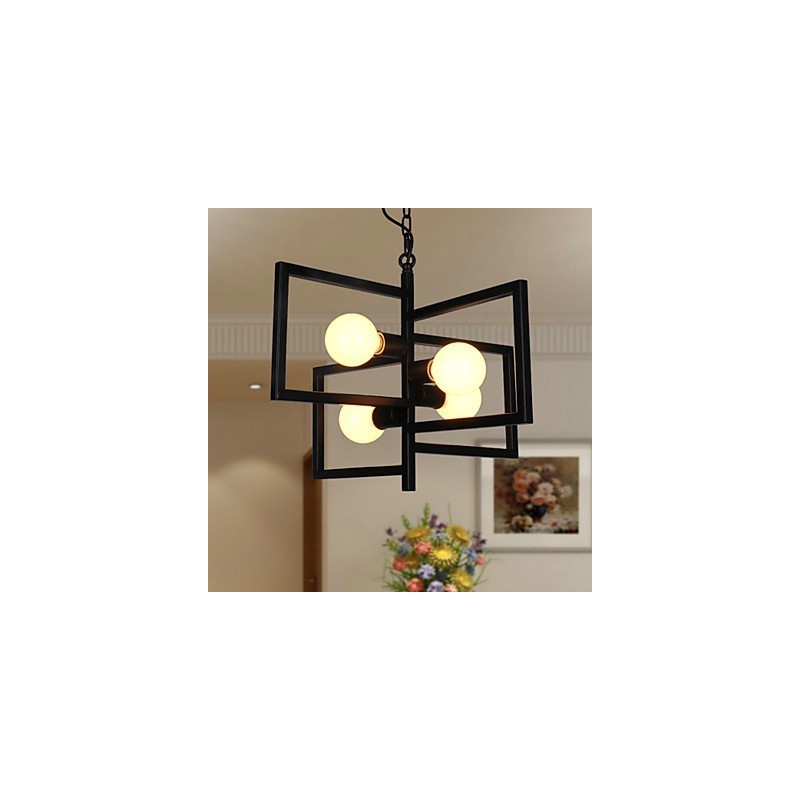 Lampada a sospensione country vintage in metallo nera 5 luci E26/E27
