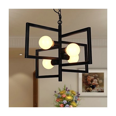 Lampada a sospensione country vintage in metallo nera 5 luci E26/E27