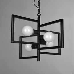 Lampada a sospensione country vintage in metallo nera 5 luci E26/E27