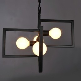 Lampada a sospensione country vintage in metallo nera 5 luci E26/E27