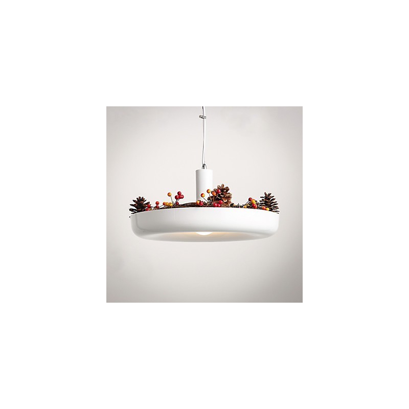 Lampada a sospensione moderna contemporanea bianca in metallo, 40 cm, E26/E27