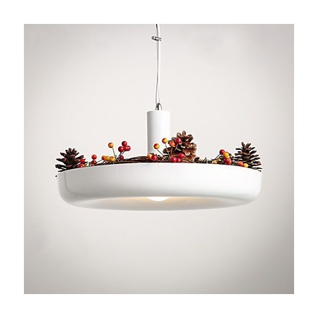 Lampada a sospensione moderna contemporanea bianca in metallo, 40 cm, E26/E27