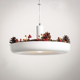Lampada a sospensione moderna contemporanea bianca in metallo, 40 cm, E26/E27
