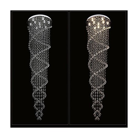 Lampadario a sospensione in cristallo K9 doppia spirale argento GU10