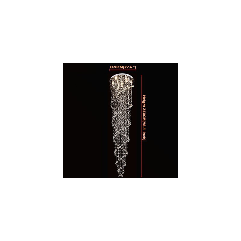 Lampadario a sospensione in cristallo K9 doppia spirale argento GU10