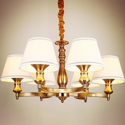 Lampadario mini rustico Lodge in metallo galvanostegiato oro con paralume bianco