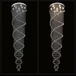 Lampadario a sospensione in cristallo K9 doppia spirale argento GU10
