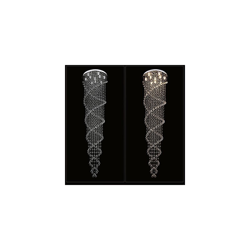 Lampadario a sospensione in cristallo K9 doppia spirale argento GU10