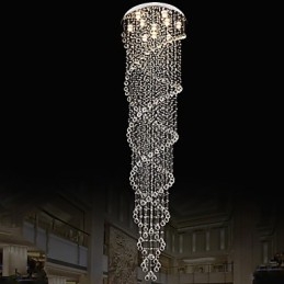 Lampadario a sospensione in cristallo K9 doppia spirale argento GU10