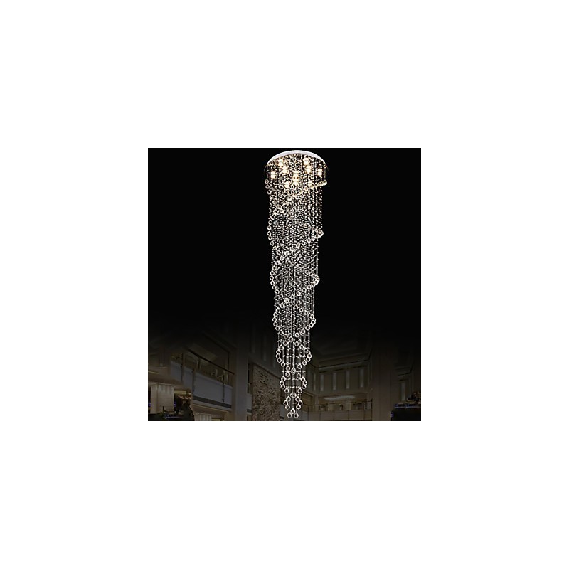 Lampadario a sospensione in cristallo K9 doppia spirale argento GU10