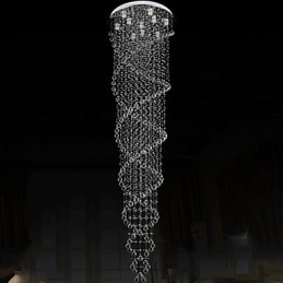 Lampadario a sospensione in cristallo K9 doppia spirale argento GU10