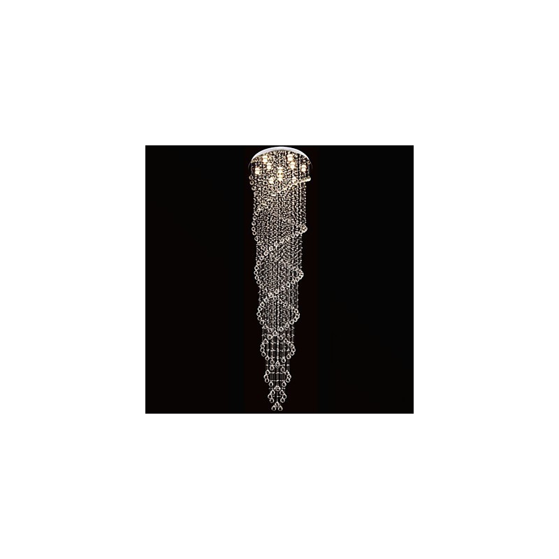 Lampadario a sospensione in cristallo K9 doppia spirale argento GU10