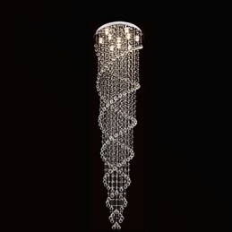 Lampadario a sospensione in cristallo K9 doppia spirale argento GU10