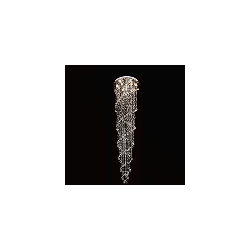 Lampadario a sospensione in cristallo K9 doppia spirale argento GU10