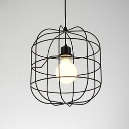 Lampada a sospensione mini artistica a gabbia per uccelli 1 luce bianca nera in metallo
