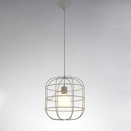 Lampada a sospensione mini artistica a gabbia per uccelli 1 luce bianca nera in metallo