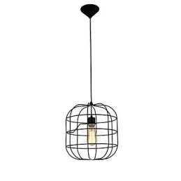 Lampada a sospensione mini artistica a gabbia per uccelli 1 luce bianca nera in metallo