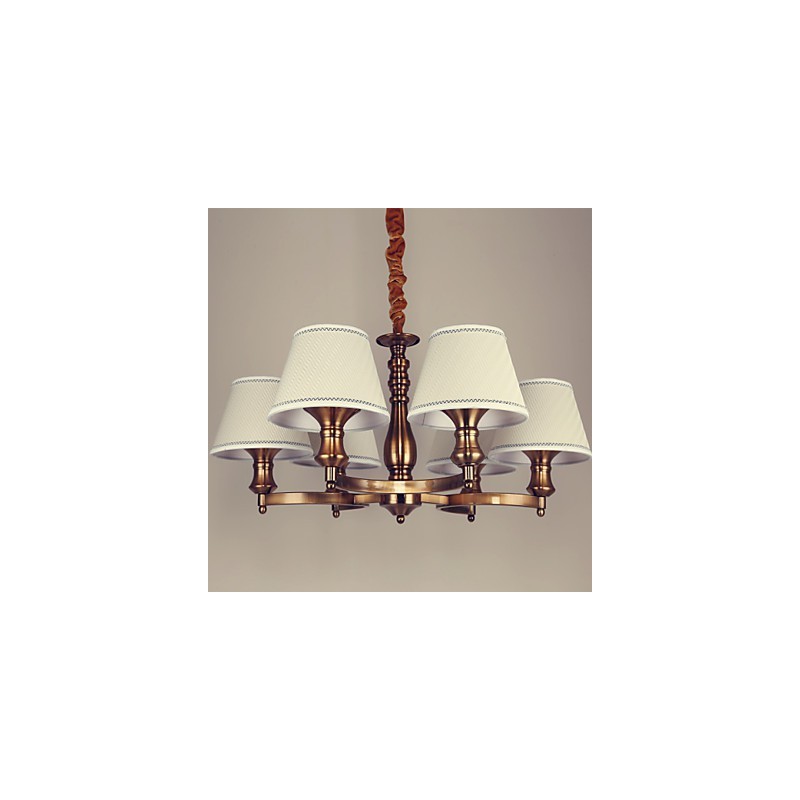 Lampadario mini rustico Lodge in metallo galvanostegiato oro con paralume bianco