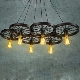 Lampadario a sospensione in metallo nero stile rustico vintage, 8 luci E26/E27