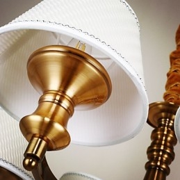 Lampadario mini rustico Lodge in metallo galvanostegiato oro con paralume bianco