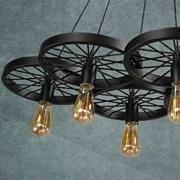 Lampadario a sospensione in metallo nero stile rustico vintage, 8 luci E26/E27