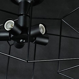 Lampada a sospensione country vintage in metallo nero 3 lampadine E26/E27