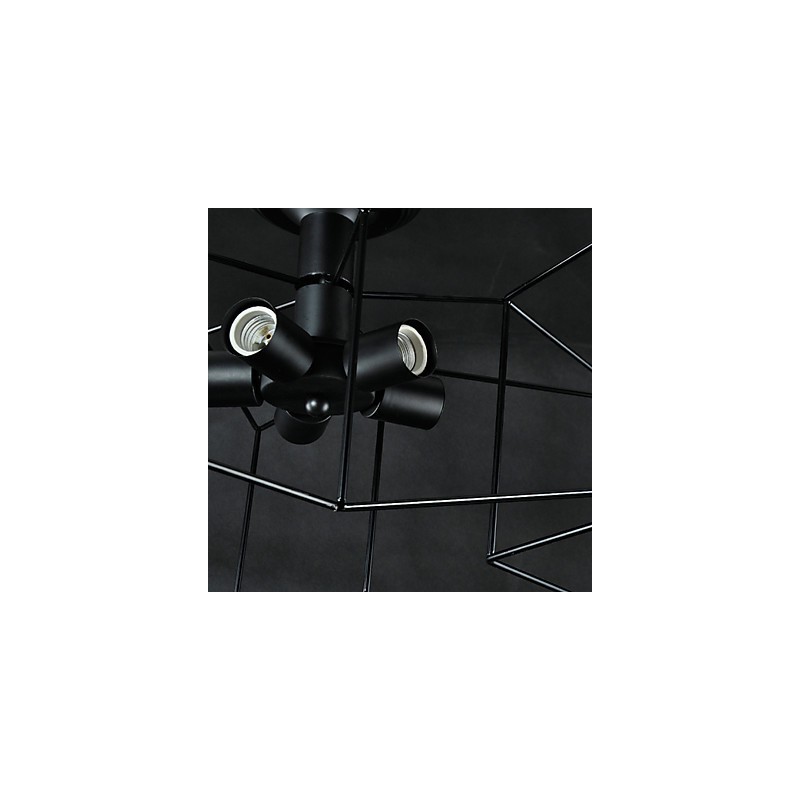 Lampada a sospensione country vintage in metallo nero 3 lampadine E26/E27
