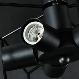 Lampada a sospensione country vintage in metallo nero 3 lampadine E26/E27