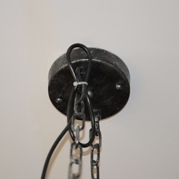 Lampada a sospensione industriale vintage in metallo argento e nero, 8 luci, E26/E27