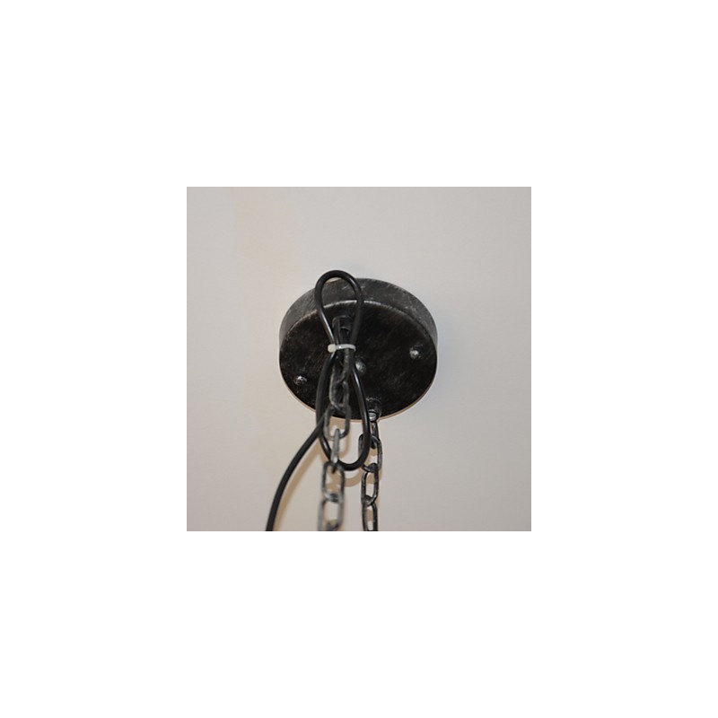 Lampada a sospensione industriale vintage in metallo argento e nero, 8 luci, E26/E27