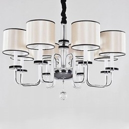 Lampadario moderno contemporaneo in metallo cromato e cristallo
