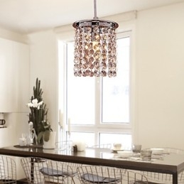 Lampada a sospensione mini in cristallo moderna e contemporanea, finitura galvanosteggiata, E9
