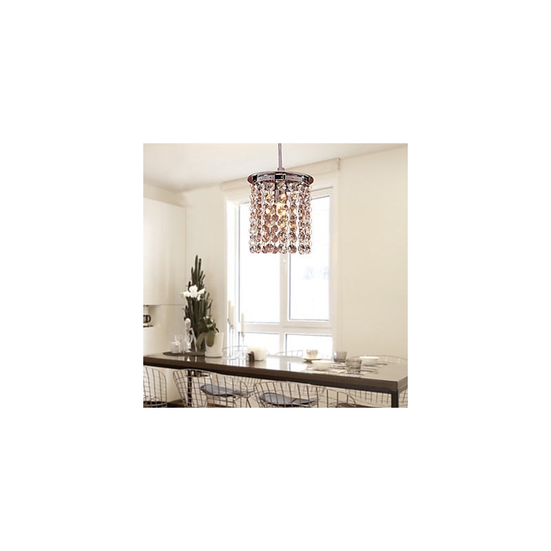 Lampada a sospensione mini in cristallo moderna e contemporanea, finitura galvanosteggiata, E9