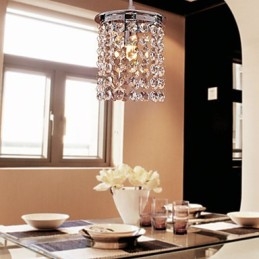 Lampada a sospensione mini in cristallo moderna e contemporanea, finitura galvanosteggiata, E9
