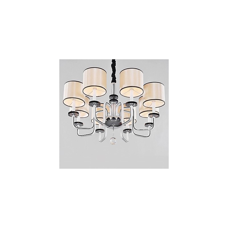 Lampadario moderno contemporaneo in metallo cromato e cristallo