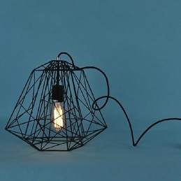Lampada a sospensione in metallo retrò vintage nera con paralume bianco