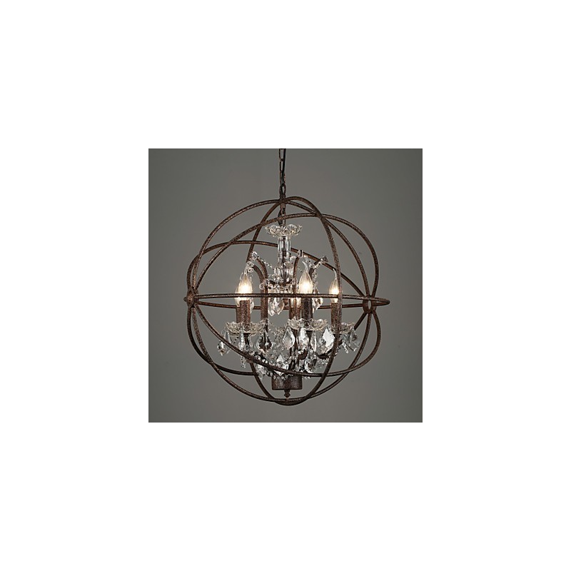 Lampadario classico tradizionale in metallo e cristallo 55 cm