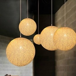 Lampada a sospensione sferica in canapa, contemporanea