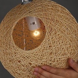 Lampada a sospensione sferica in canapa, contemporanea