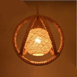Lampadario a sospensione industriale retrò in corda, marrone, 3 luci E26/E27